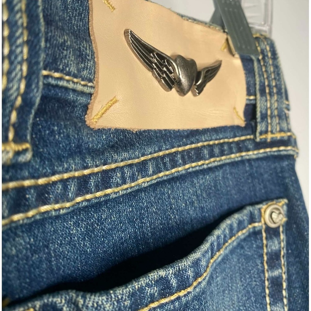 Twisted Heart Womens size 29 bootcut TALL jeans Rhinestones Y2K heart wings 90s - Picture 10 of 11
